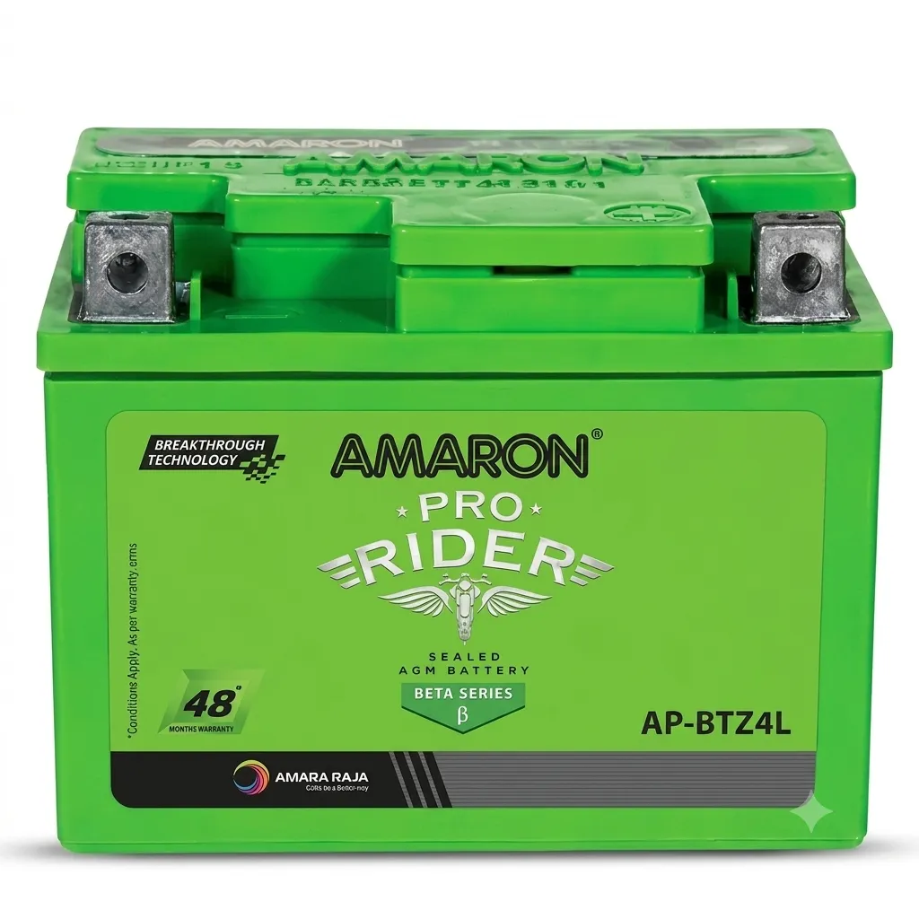 Amaron sealed lead acid AP-BTZ4L 4Ah 2-Wheeler Battery, Green.