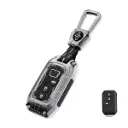 BLACK AND SILVER ZINC ALLOY PREMIUM CHROME FINISH KEY COVER AND KEYCHAIN ( PV MAX )