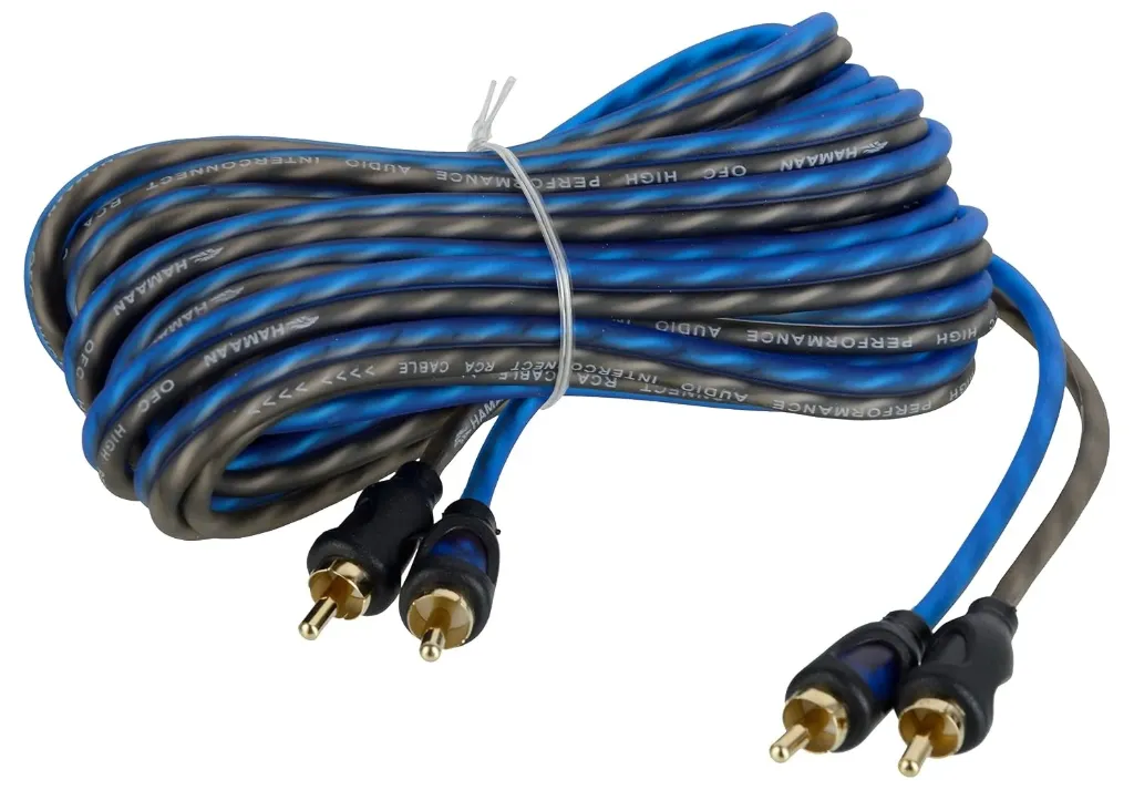 HAMAAN HMRC-5 RCA 2-Channel Twisted 2-Male to 2-Male RCA Audio Cable - 5 Meter (blue and grey) ( HAMAAN )