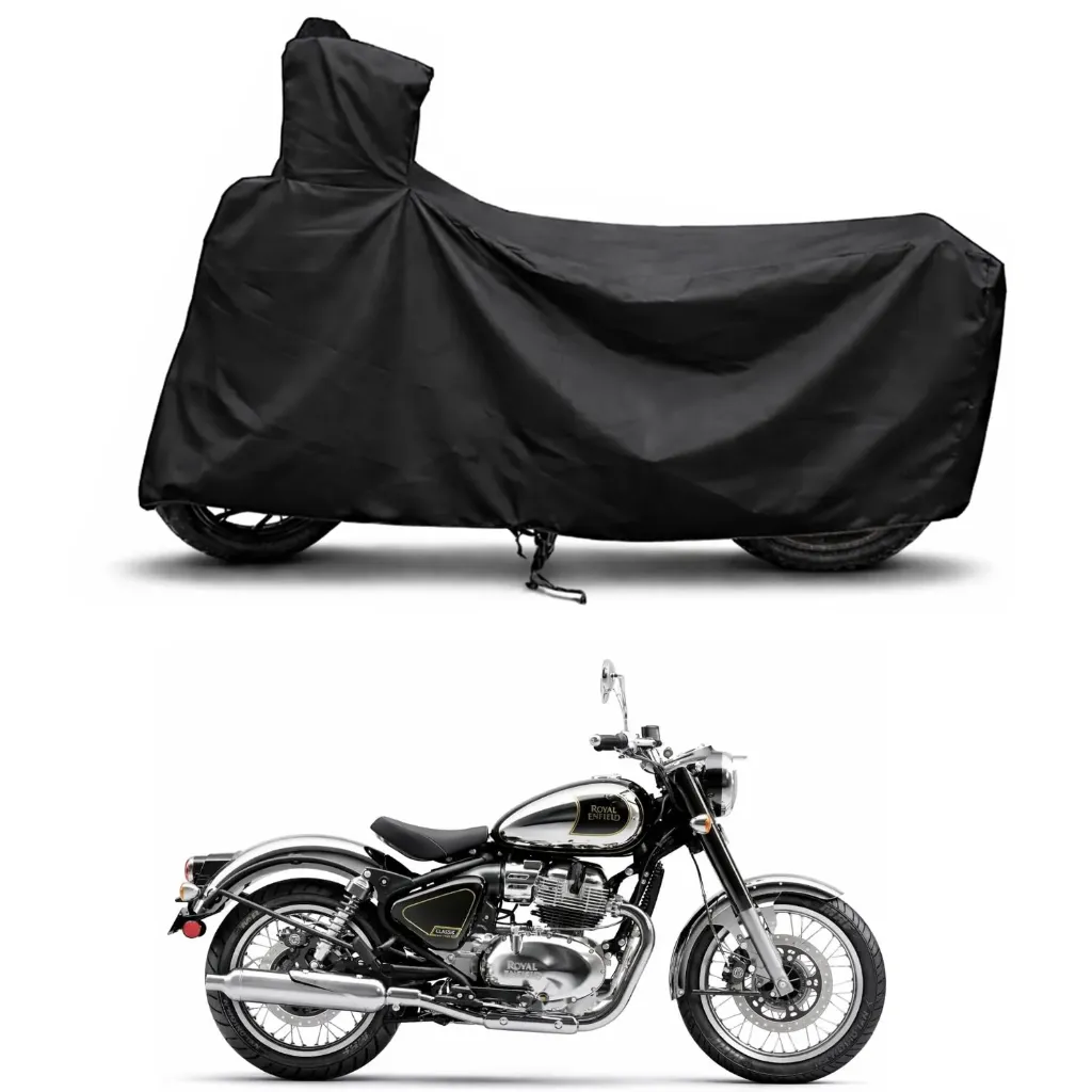 Compatible with Royal Enfield Classic 650 Waterproof Two Wheeler Bike Body Cover Water Resistant, Heavy Duty, UV Rays, Dust & Scratch Protection for All-Modal & Variants (Black)